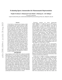 Evaluating Sparse Autoencoders for Monosemantic Representation