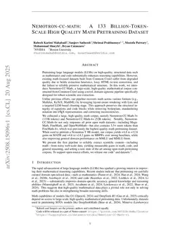 Nemotron-CC-Math: A 133 Billion-Token-Scale High Quality Math Pretraining Dataset