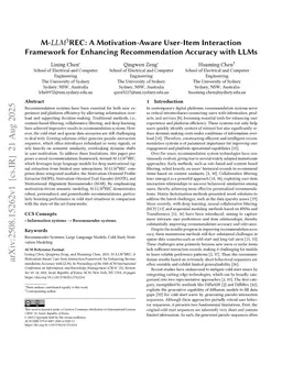 M-$LLM^3$REC: A Motivation-Aware User-Item Interaction Framework for Enhancing Recommendation Accuracy with LLMs