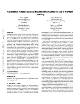 Adversarial Attacks against Neural Ranking Models via In-Context Learning