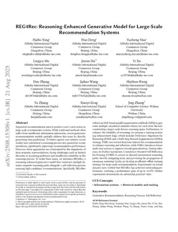 REG4Rec: Reasoning-Enhanced Generative Model for Large-Scale Recommendation Systems