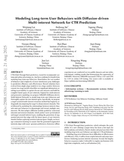 Modeling Long-term User Behaviors with Diffusion-driven Multi-interest Network for CTR Prediction