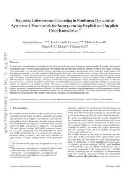 Bayesian Inference and Learning in Nonlinear Dynamical Systems: A Framework for Incorporating Explicit and Implicit Prior Knowledge