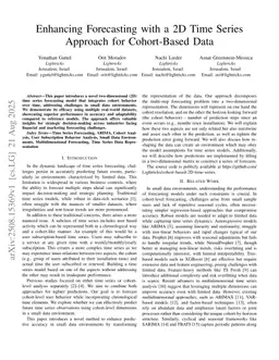 Enhancing Forecasting with a 2D Time Series Approach for Cohort-Based Data