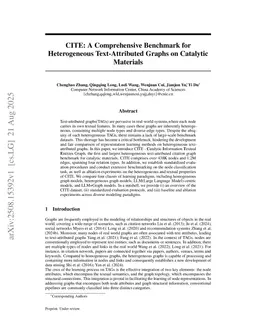 CITE: A Comprehensive Benchmark for Heterogeneous Text-Attributed Graphs on Catalytic Materials
