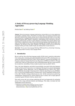 A Study of Privacy-preserving Language Modeling Approaches