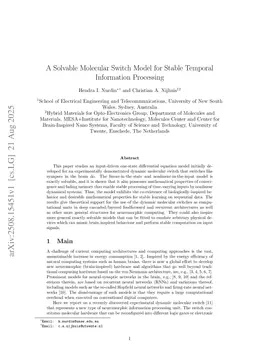A Solvable Molecular Switch Model for Stable Temporal Information Processing