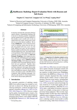 RadReason: Radiology Report Evaluation Metric with Reasons and Sub-Scores