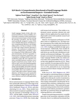 SLM-Bench: A Comprehensive Benchmark of Small Language Models on Environmental Impacts--Extended Version