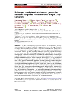 Self-supervised physics-informed generative networks for phase retrieval from a single X-ray hologram