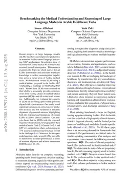 Benchmarking the Medical Understanding and Reasoning of Large Language Models in Arabic Healthcare Tasks