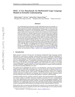 MAC: A Live Benchmark for Multimodal Large Language Models in Scientific Understanding