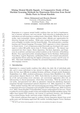 Mining Mental Health Signals: A Comparative Study of Four Machine Learning Methods for Depression Detection from Social Media Posts in Sorani Kurdish