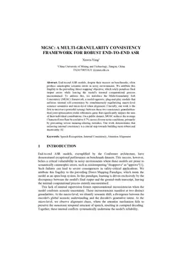 MGSC: A Multi-granularity Consistency Framework for Robust End-to-end Asr