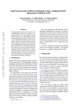 Annif at the GermEval-2025 LLMs4Subjects Task: Traditional XMTC Augmented by Efficient LLMs