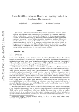 Mean-Field Generalisation Bounds for Learning Controls in Stochastic Environments