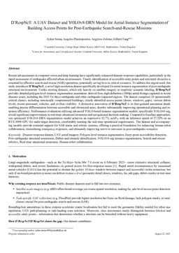 DRespNeT: A UAV Dataset and YOLOv8-DRN Model for Aerial Instance Segmentation of Building Access Points for Post-Earthquake Search-and-Rescue Missions