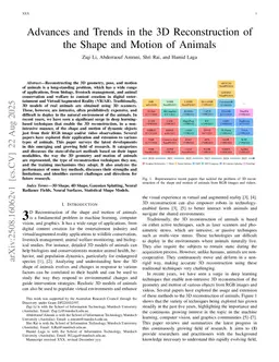 Advances and Trends in the 3D Reconstruction of the Shape and Motion of Animals