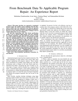 From Benchmark Data To Applicable Program Repair: An Experience Report