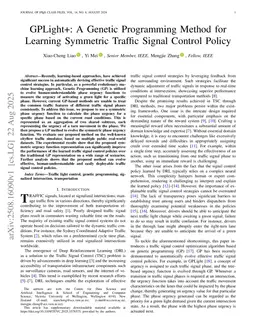 GPLight+: A Genetic Programming Method for Learning Symmetric Traffic Signal Control Policy