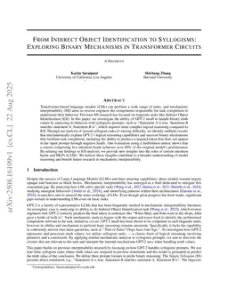 From Indirect Object Identification to Syllogisms: Exploring Binary Mechanisms in Transformer Circuits