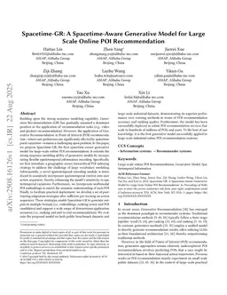 Spacetime-GR: A Spacetime-Aware Generative Model for Large Scale Online POI Recommendation