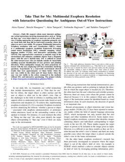 Take That for Me: Multimodal Exophora Resolution with Interactive Questioning for Ambiguous Out-of-View Instructions