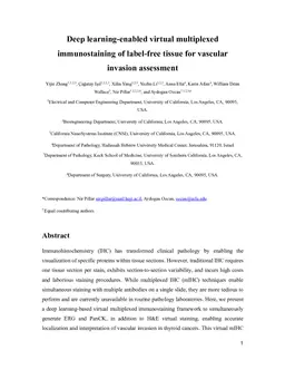 Deep learning-enabled virtual multiplexed immunostaining of label-free tissue for vascular invasion assessment