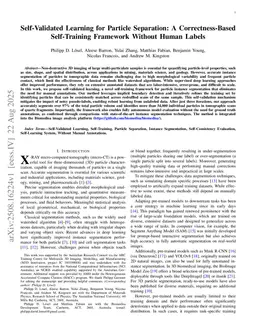 Self-Validated Learning for Particle Separation: A Correctness-Based Self-Training Framework Without Human Labels