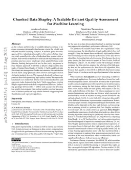 Chunked Data Shapley: A Scalable Dataset Quality Assessment for Machine Learning