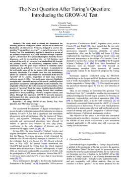 The next question after Turing's question: Introducing the Grow-AI test