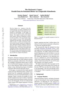 The Mediomatix Corpus: Parallel Data for Romansh Idioms via Comparable Schoolbooks