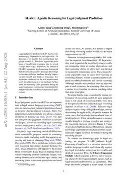 GLARE: Agentic Reasoning for Legal Judgment Prediction