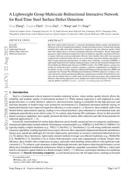 A Lightweight Group Multiscale Bidirectional Interactive Network for Real-Time Steel Surface Defect Detection