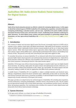 Audio2Face-3D: Audio-driven Realistic Facial Animation For Digital Avatars