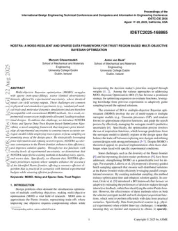 NOSTRA: A noise-resilient and sparse data framework for trust region based multi objective Bayesian optimization
