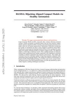 HAMSA: Hijacking Aligned Compact Models via Stealthy Automation