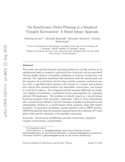 On Kinodynamic Global Planning in a Simplicial Complex Environment: A Mixed Integer Approach