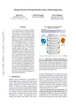 Humans Perceive Wrong Narratives from AI Reasoning Texts