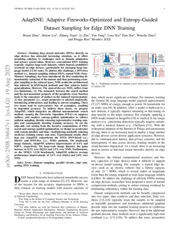 AdapSNE: Adaptive Fireworks-Optimized and Entropy-Guided Dataset Sampling for Edge DNN Training