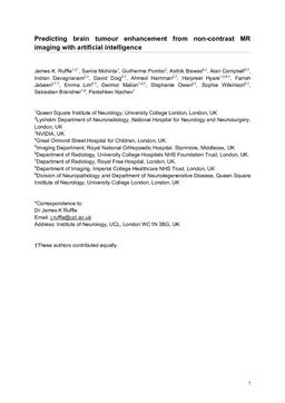 Predicting brain tumour enhancement from non-contrast MR imaging with artificial intelligence