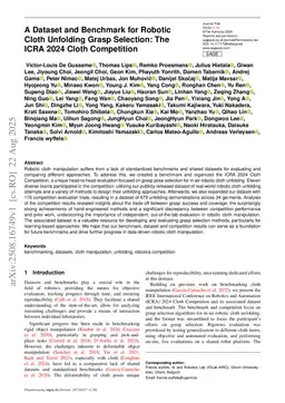 A Dataset and Benchmark for Robotic Cloth Unfolding Grasp Selection: The ICRA 2024 Cloth Competition