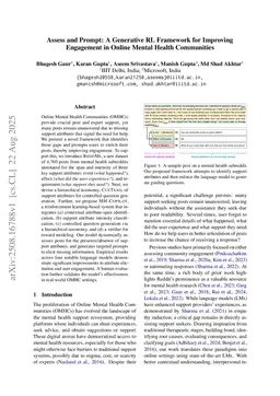 Assess and Prompt: A Generative RL Framework for Improving Engagement in Online Mental Health Communities