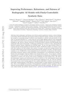Improving Performance, Robustness, and Fairness of Radiographic AI Models with Finely-Controllable Synthetic Data