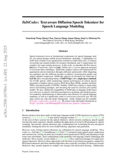 TaDiCodec: Text-aware Diffusion Speech Tokenizer for Speech Language Modeling