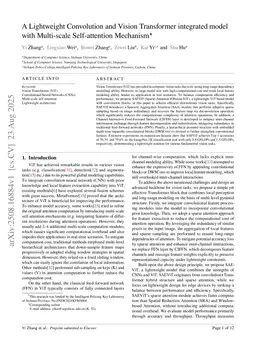 A Lightweight Convolution and Vision Transformer integrated model with Multi-scale Self-attention Mechanism
