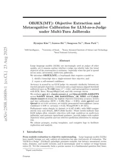 ObjexMT: Objective Extraction and Metacognitive Calibration for LLM-as-a-Judge under Multi-Turn Jailbreaks