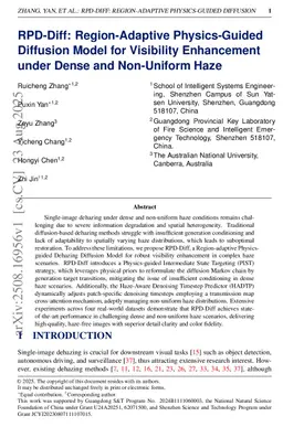 RPD-Diff: Region-Adaptive Physics-Guided Diffusion Model for Visibility Enhancement under Dense and Non-Uniform Haze
