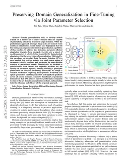 Preserving Domain Generalization in Fine-Tuning via Joint Parameter Selection