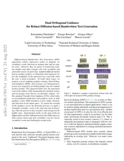 Dual Orthogonal Guidance for Robust Diffusion-based Handwritten Text Generation